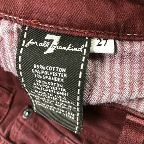 7 For All Mankind Womens 27 Red The Skinny Jeans - Picture 7 of 7
